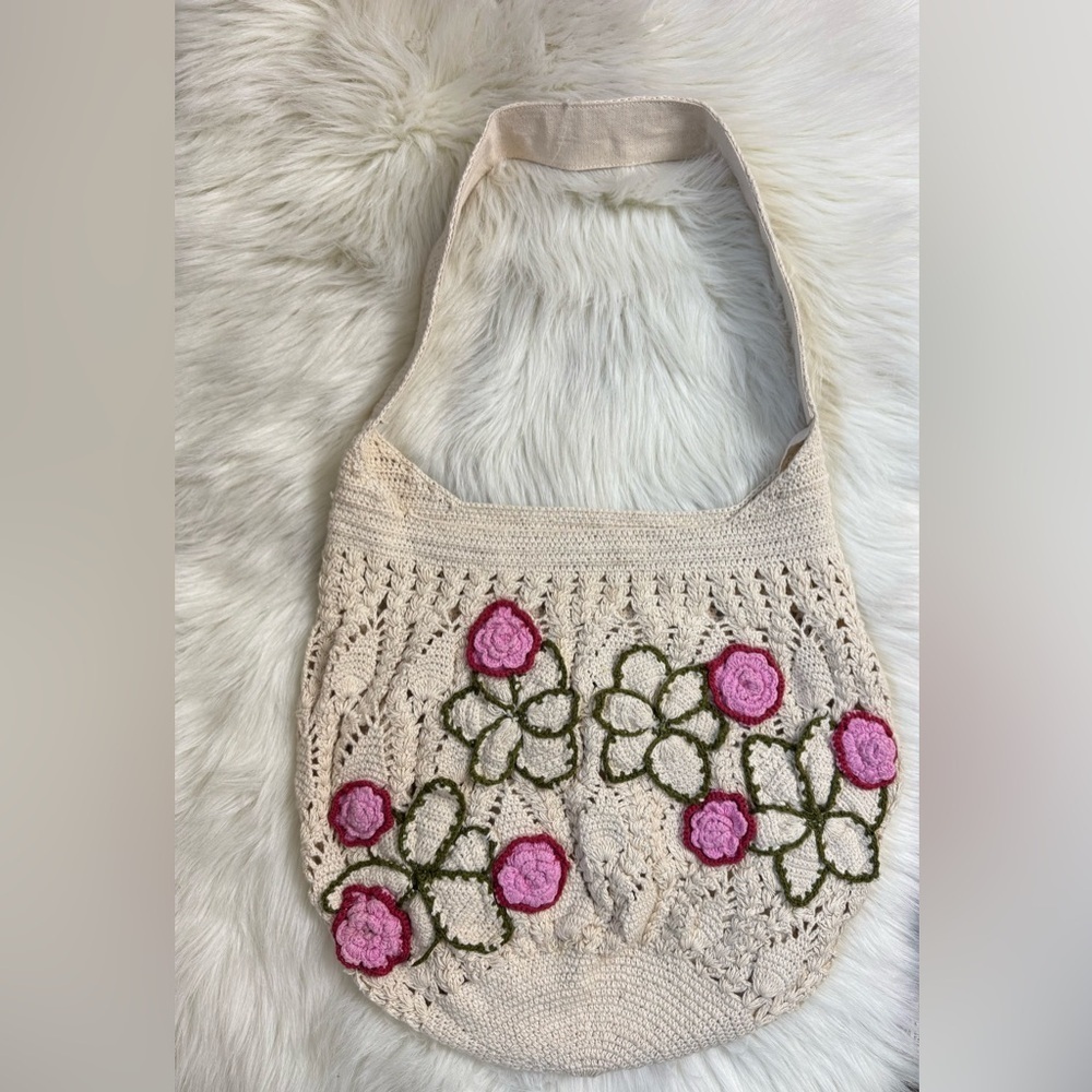 Free People Blossom Floral Crochet Bag Slouchy *Flawed - Picture 2 of 5